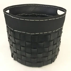 Upcyklovaný dřevěný košík z recyklovaných pletených pneumatik/kaučuku 42cm