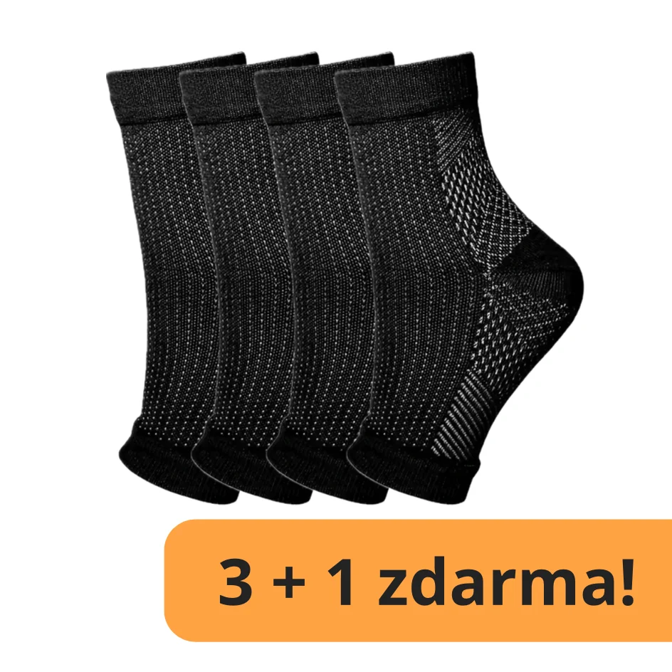 3 + 1 zdarma Kompresní ponožky pro úlevu od bolesti chodidel, černý