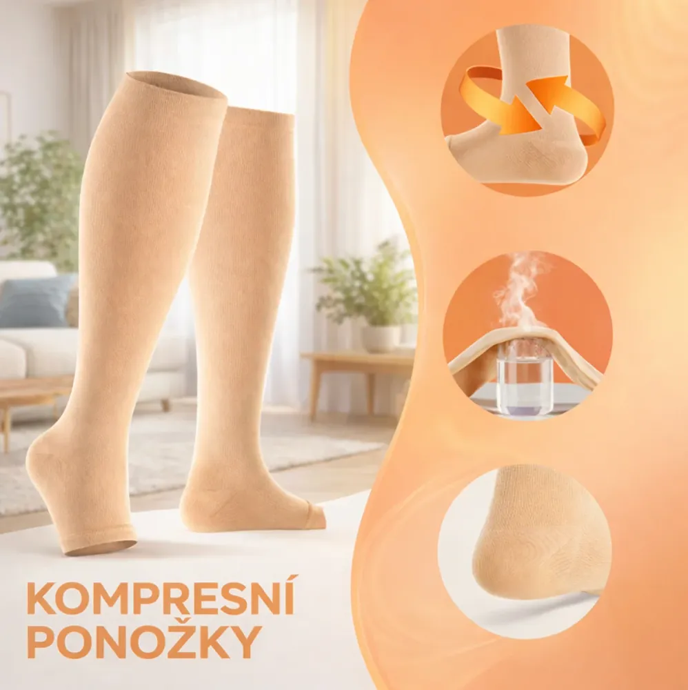 Zdravotní kompresní podkolenky 20–30 mmHg béžové (1 pár)
