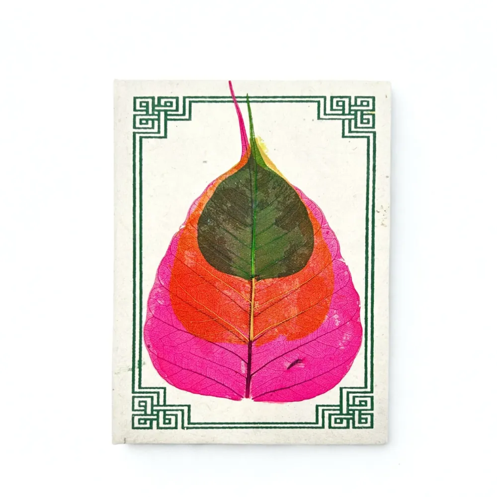 Bodhi Leaf Lokta papírový zápisník ručně vyrobený v Nepálu 15×12cm