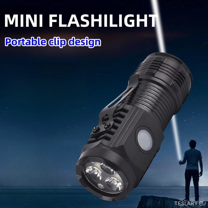 Kompaktní ultra -jasná Mini LED svítilna s nabíjecí baterií USB - 5 nastavitelných režimů, přenosný odolný, ideální pro no...