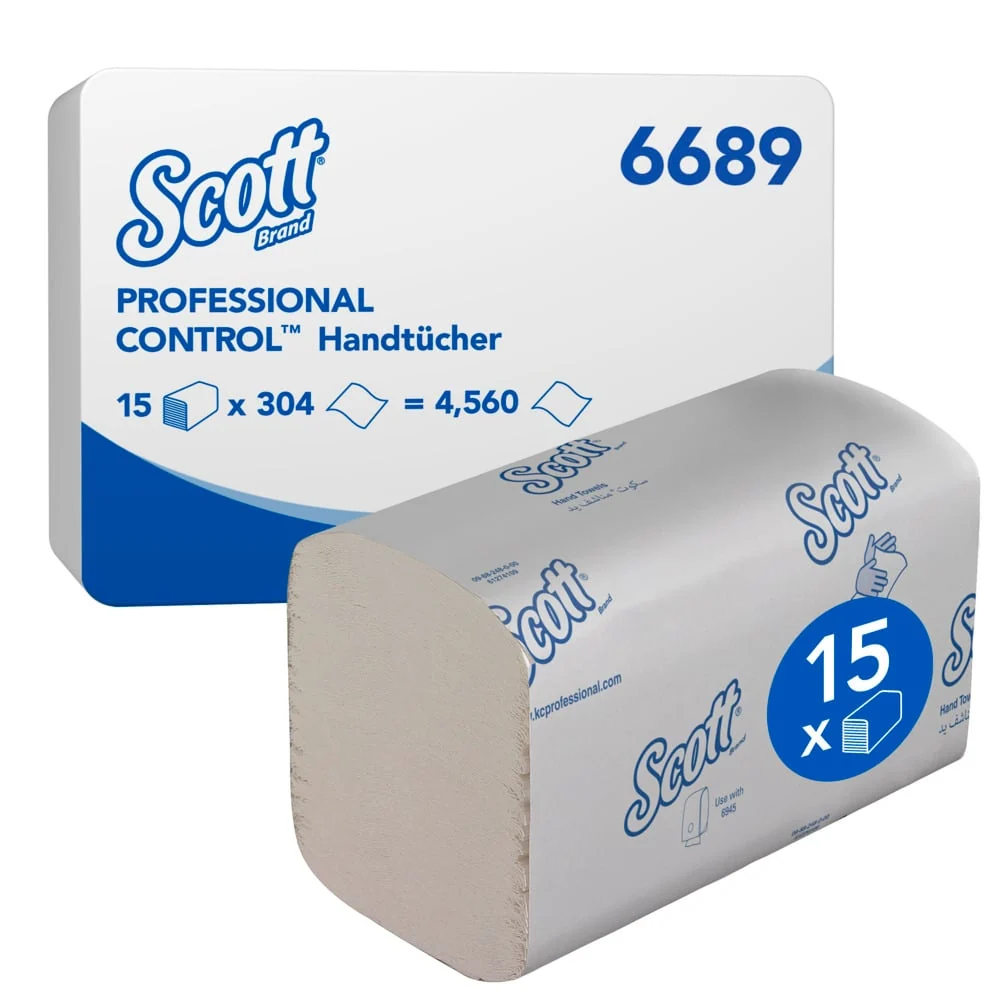 Certifikovaný OEM Toalhas Scott® Control ™ - Interfold / White / Little - 15 Clipes x 304 folhas | Papelão (15 pacotes)