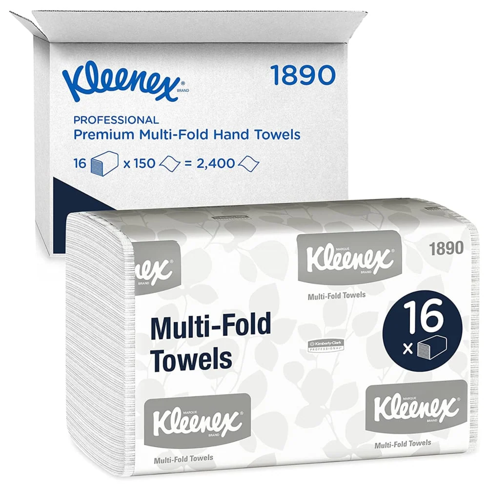 Monitor Light Toalhas Kleenex® - Multifold / White / Medium - 16 Clipes x 150 folhas | Papelão (16 pacotes)