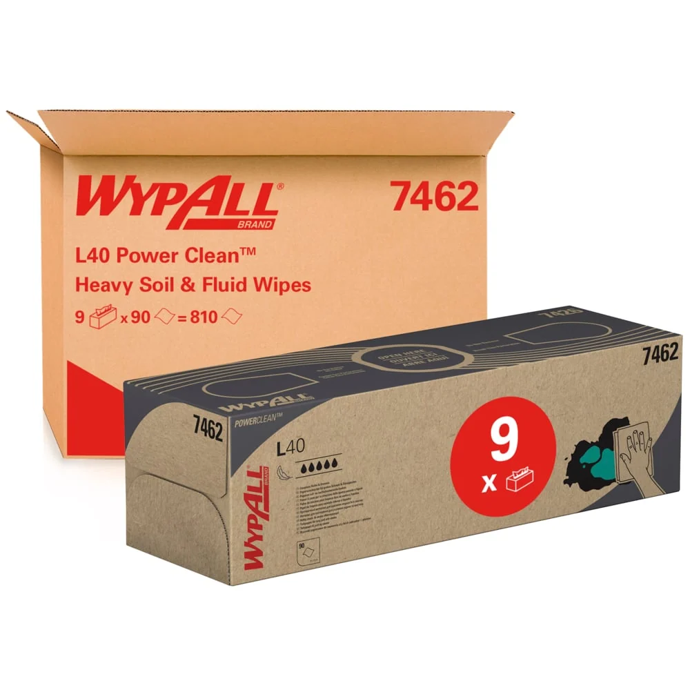 Wypall® L40 PowerClean - CUSCO Caixa / branco - 9 caixas x 90 folhas | Papelão (9 caixas)
