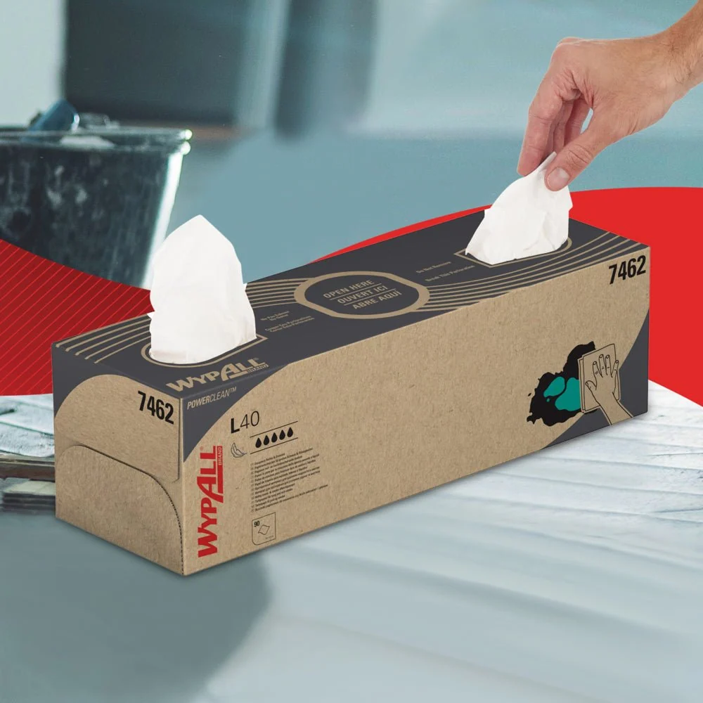 Wypall® L40 PowerClean - CUSCO Caixa / branco - 9 caixas x 90 folhas | Papelão (9 caixas)