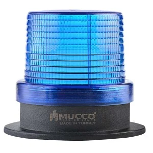 MUCCO SNT-915-B-4 90 průměr 5 světelných režimů 10 melodických SMD LED s bzučákem 12-24V AC/DC modrá střešní lampa