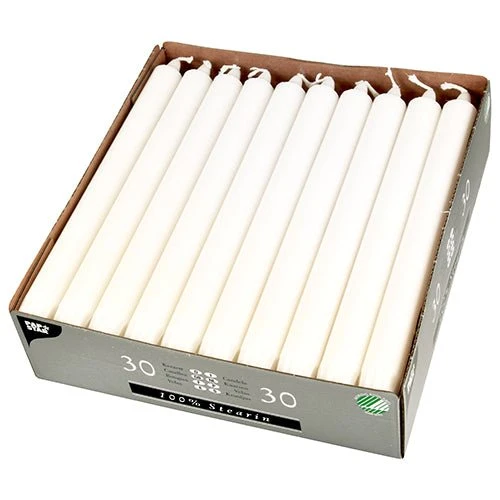 PAPSTAR 30 krone lys Ø 2,2 cm hvid lavet af 100 % stearin 24