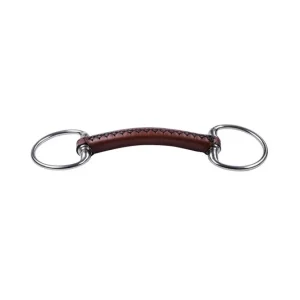 Wędzidło proste skórzane Leather Eggbutt z nieruchomymi pierścieniami Brown 135 mm