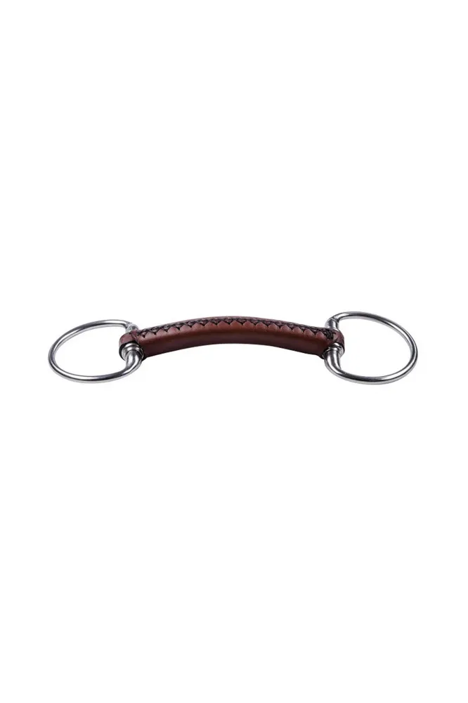 Wędzidło proste skórzane Leather Eggbutt z nieruchomymi pierścieniami Brown 135 mm