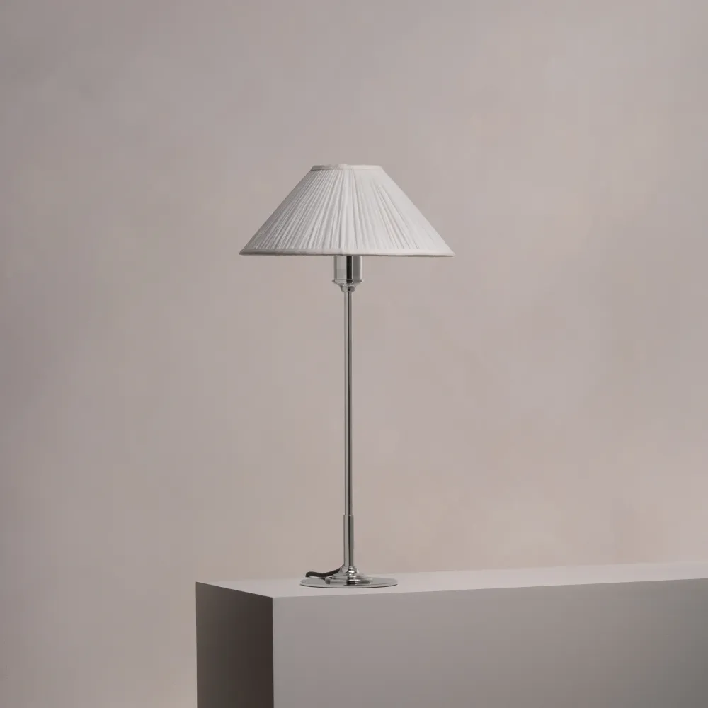 Cotswold Medium Table Lamp Pleated Alabaster White - Polished Nickel