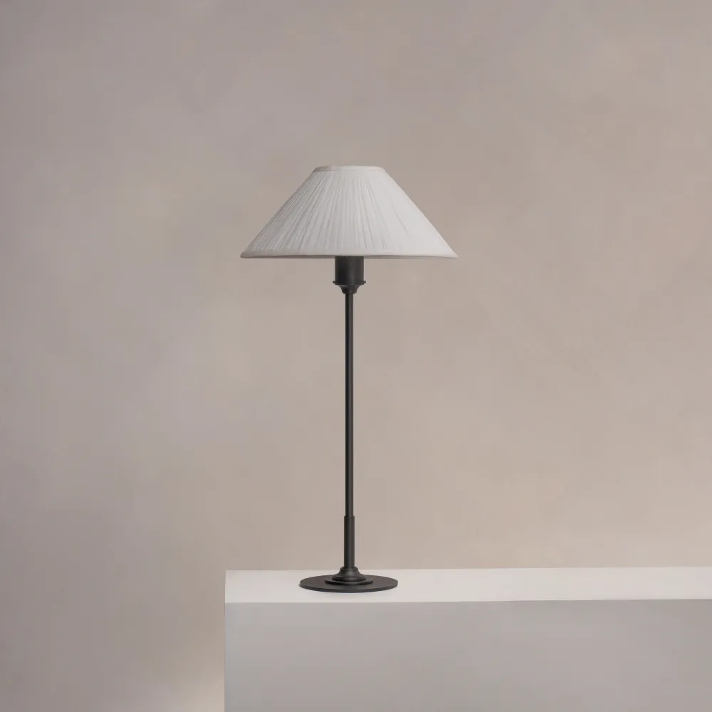 Cotswold Medium Table Lamp Pleated Alabaster White - Kovově hnědý
