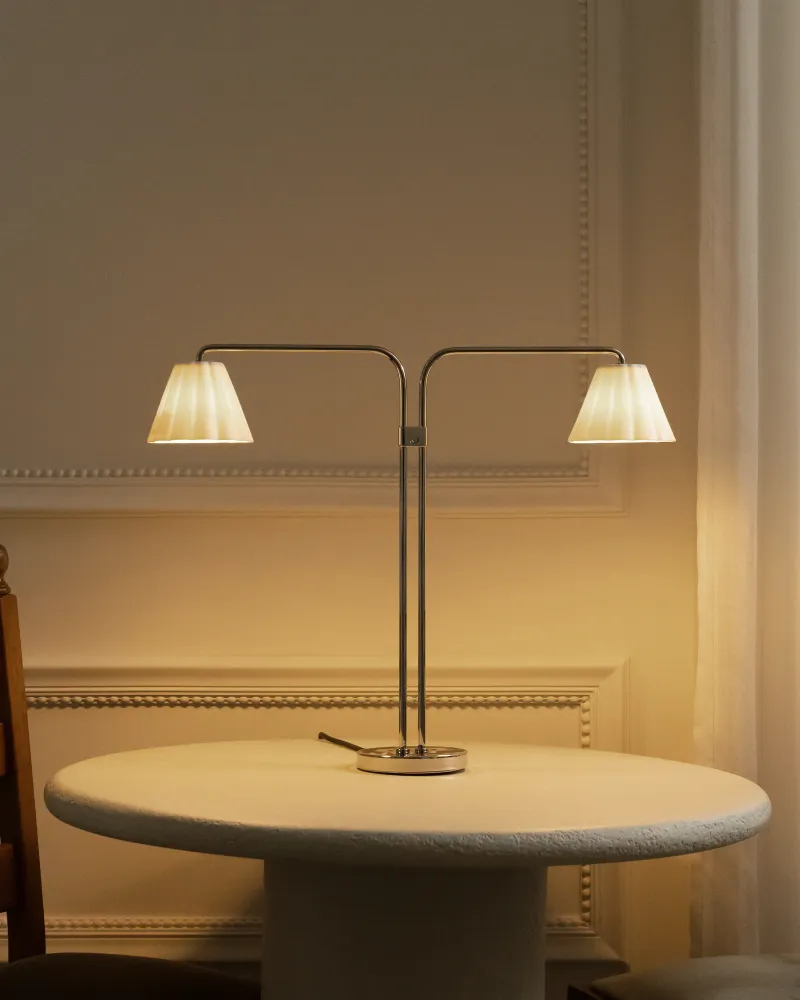 Cotswold Paired Table Lamp Fine Porcelain - Polished Nickel