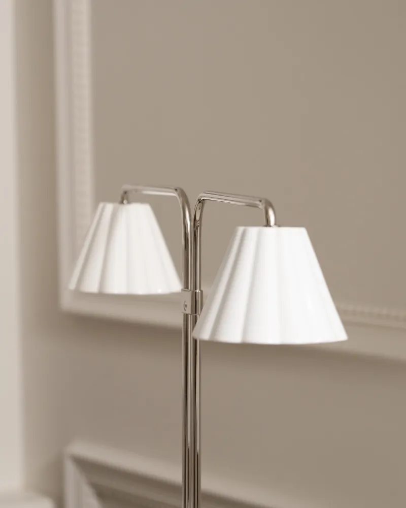 Cotswold Paired Table Lamp Fine Porcelain - Polished Nickel