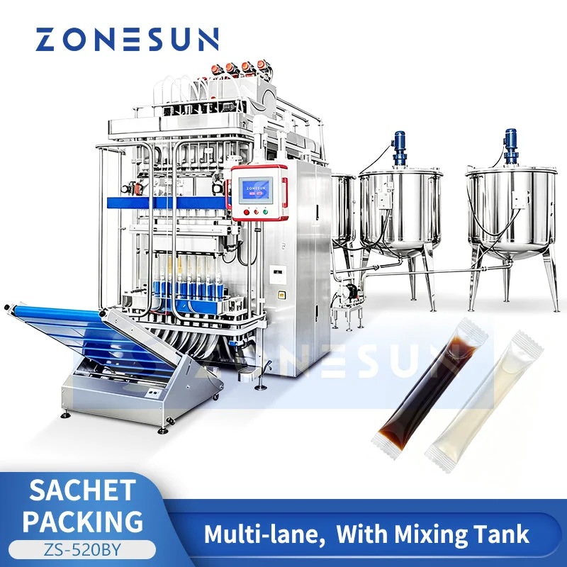 ZONESUN ZS-520BY Multi-Lane VFFS Stick Pack Machine Liquid Sachet Packaging
