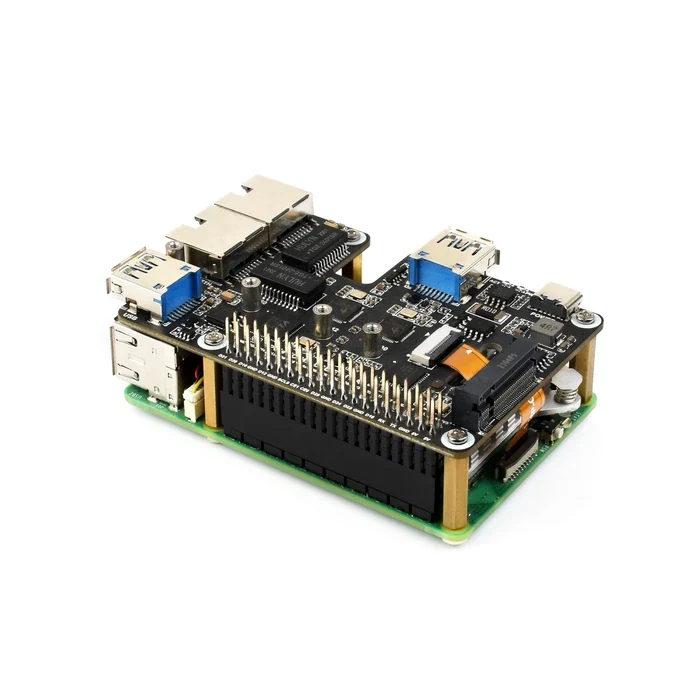 Waveshare PCIe na USB 3.2 Gen1/2.5G ETH/M.2 NVMe adaptér pro Raspberry Pi 5