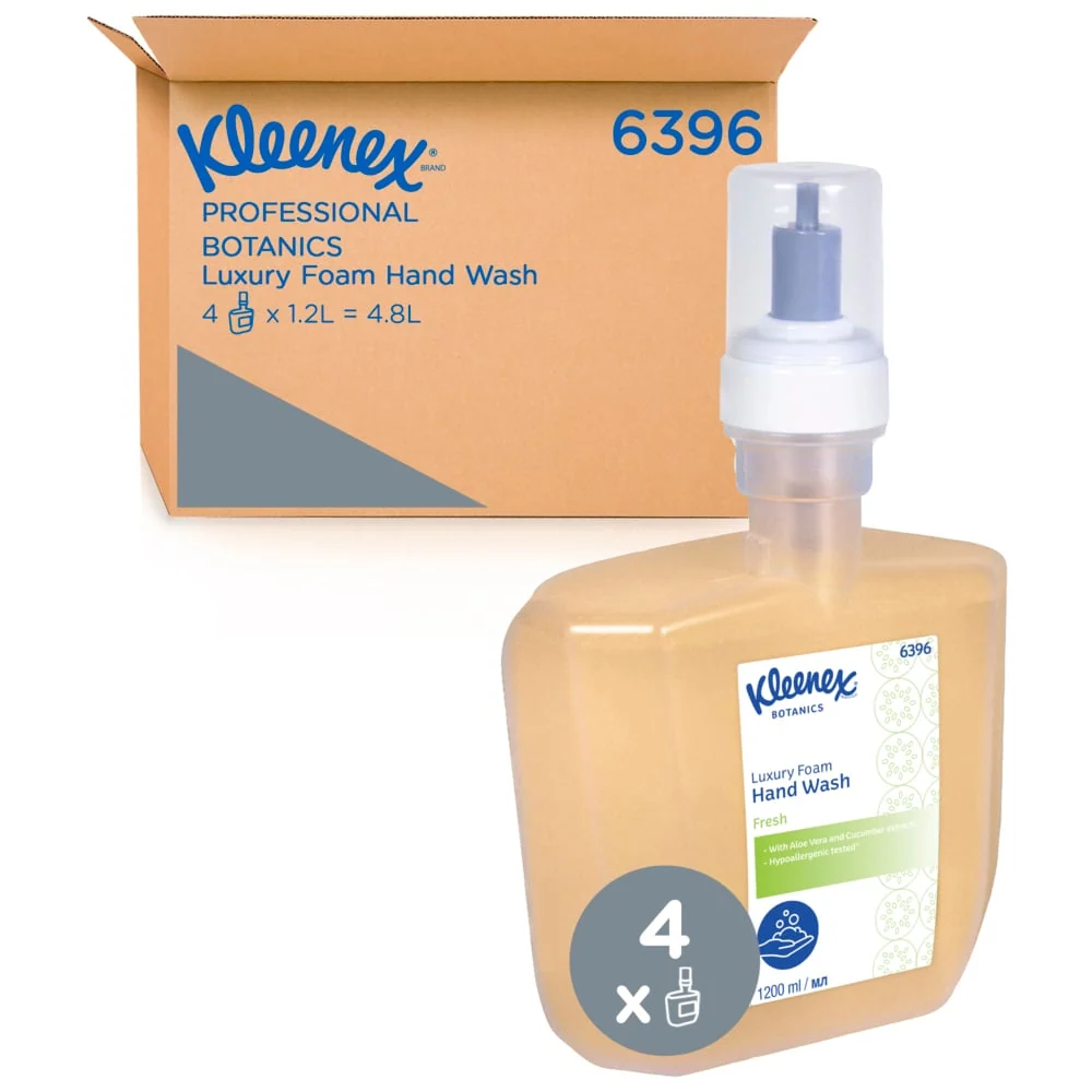 Kleenex® Botanics ™ Lunda de espuma de luxo - cassete de 1,2 litro / 1,2 L - 4 cassetes eletrônicas | Papelão (4 cartuchos)