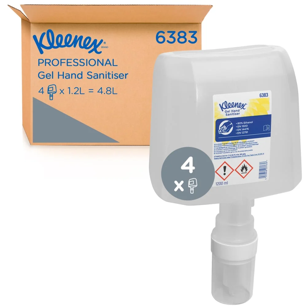 Kleenex® Náhradní Gel Handdesinfigten - Cassete / Transparent /1.2 LTR - 4 Cassetes eletrônicas | Papelão (4 cartuchos)