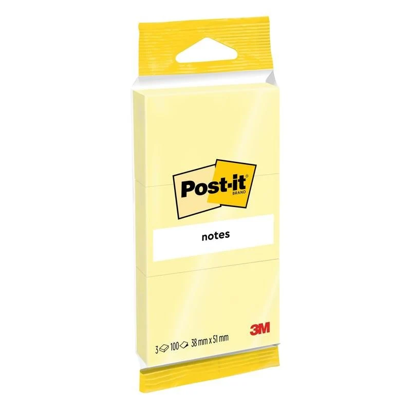 Poznámky Post-IT® 6810GB, 38 x 51 mm, žluté, 3 bloky 100 listů, 100% PEFC SGSCH-PEFC-COC-110078 | Balení (1 kus)