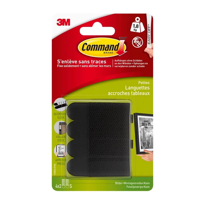 Command™ Bilder-Montage Strips S, klein, schwarz, 17202BLK | Packung (1 Stück)