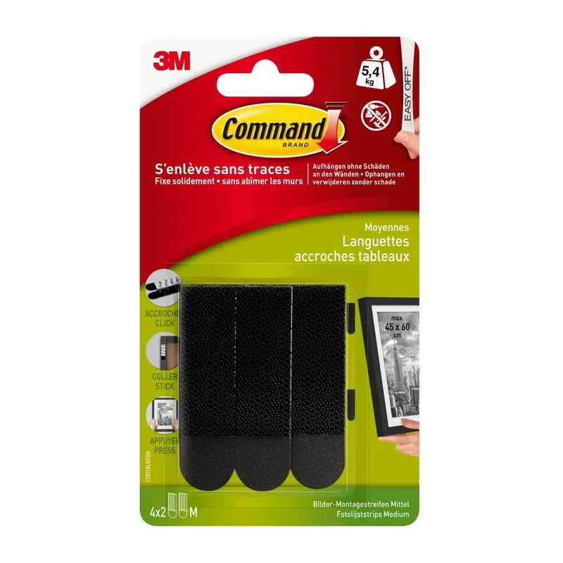 Command ™ picture assembly strips 17201BLK, medium-sized, black, 4 sets | Pack (1 piece)