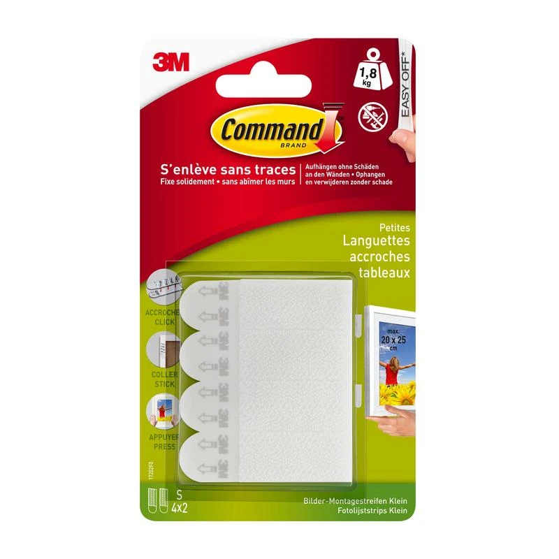 Kleine weiße Command™ Bilder-Montage Strips S 17202 | Karton (10 Packungen)