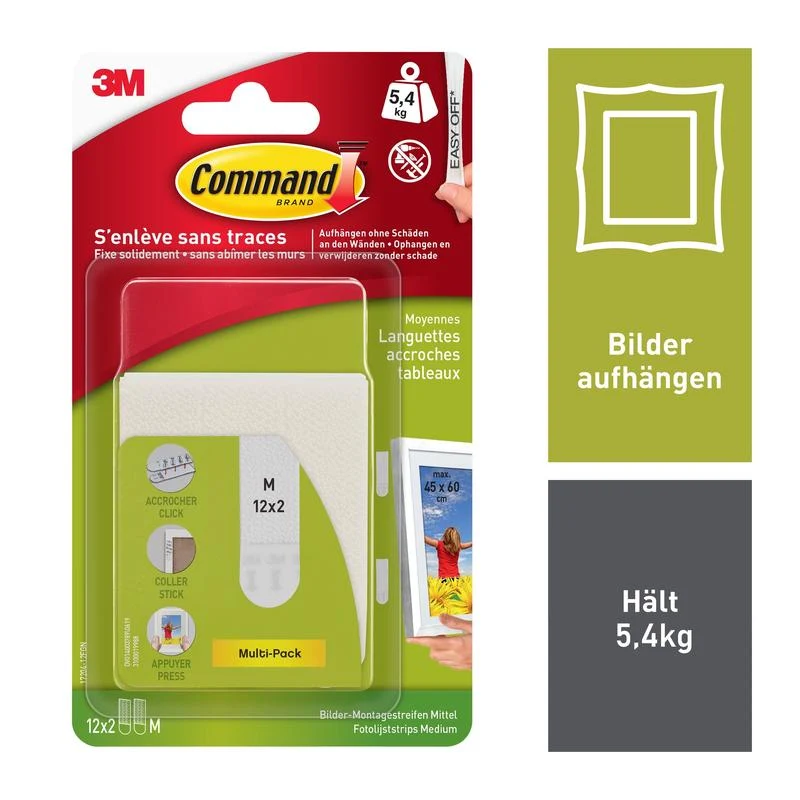 Mittelgroße Command™ Bilder-Montage Strips M 17201-4PKFGN | Packung (1 Stück)