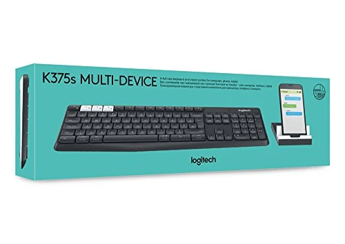 Logitech K375s sada bezdrátové klávesnice držáku smartphonu, Bluetooth 2,4 GHz připojení, více zařízení funkce snadného př...