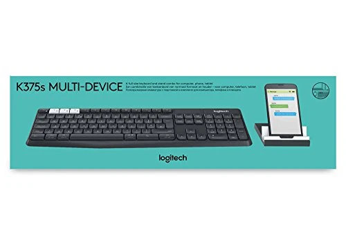 Logitech K375s sada bezdrátové klávesnice držáku smartphonu, Bluetooth 2,4 GHz připojení, více zařízení funkce snadného př...