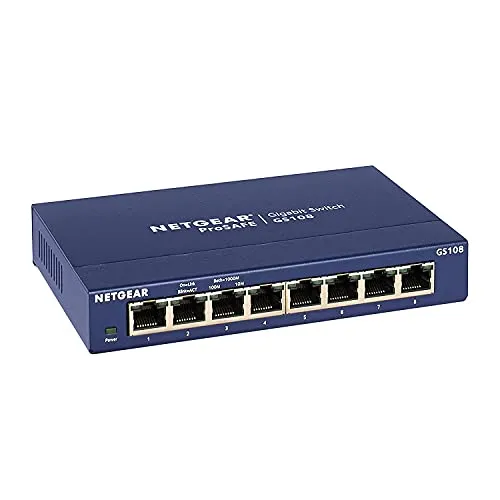 NETGEAR GS108GE LAN přepínač 8portový síťový přepínač (Plug-and-Play Gigabitový přepínač LAN Splitter, LAN Distributor, Et...