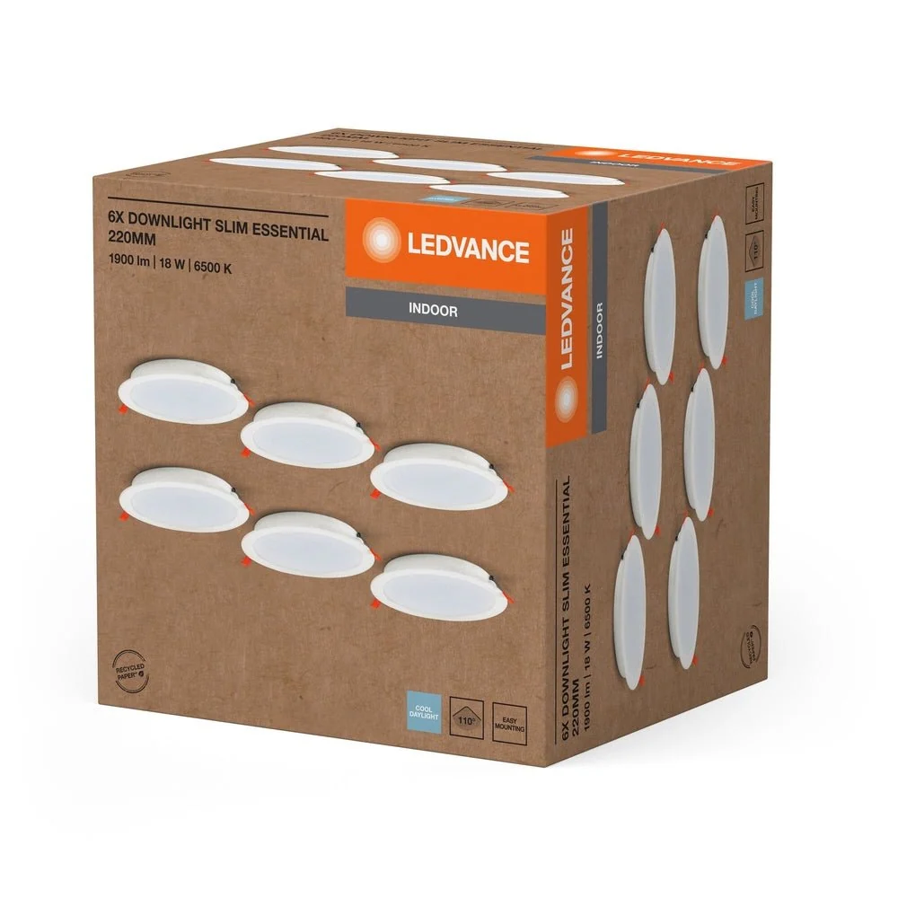 6x bodovka 18W DOWNLIGHT 220mm, studená denní bílá