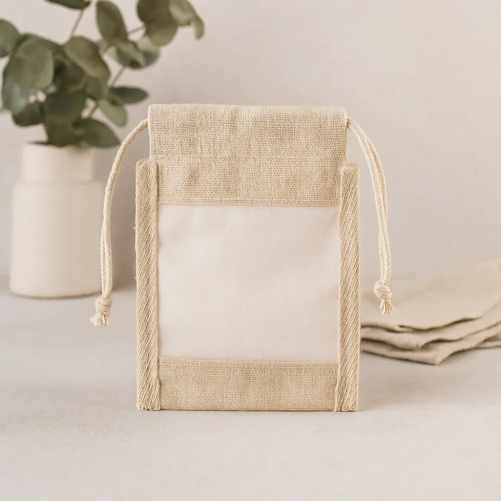 Bavlněný pytlík se stahovací šňůrkou Organza okénko 10 x 15cm