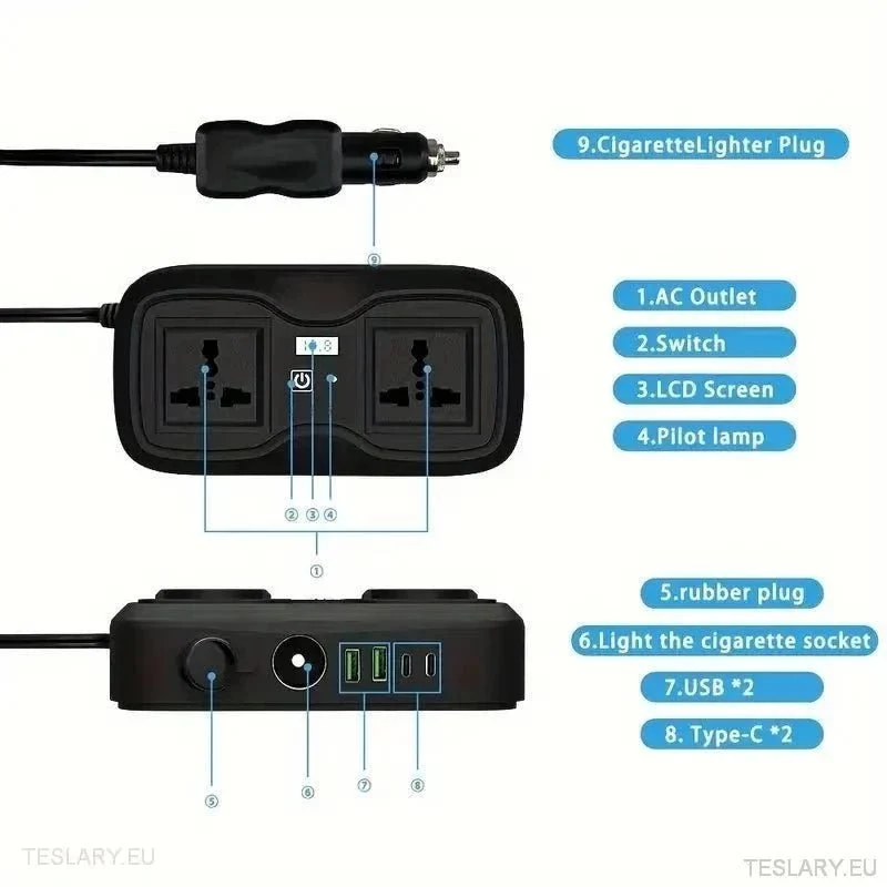 200 watt 12-15V 220V Inverter kompatibilní s automobily Tesla (pouze UK & Irsko)