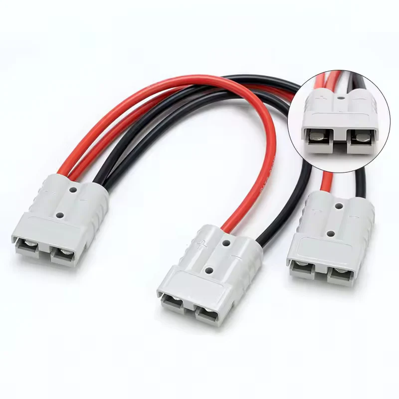 Anderson 50A 1 na 2 splitter Y-typ adaptér, Anderson konektor měděný konektor, 8AWG specifikace 30cm kabel, maximální prou...