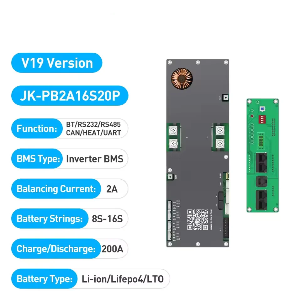Baterie BMS s 4,3palcovým displejem, inteligentní aktivní BMS 8S–16S 200A 24V–48V Li-Ion/LiFePO4/LTO 2A vyvažovač energie...