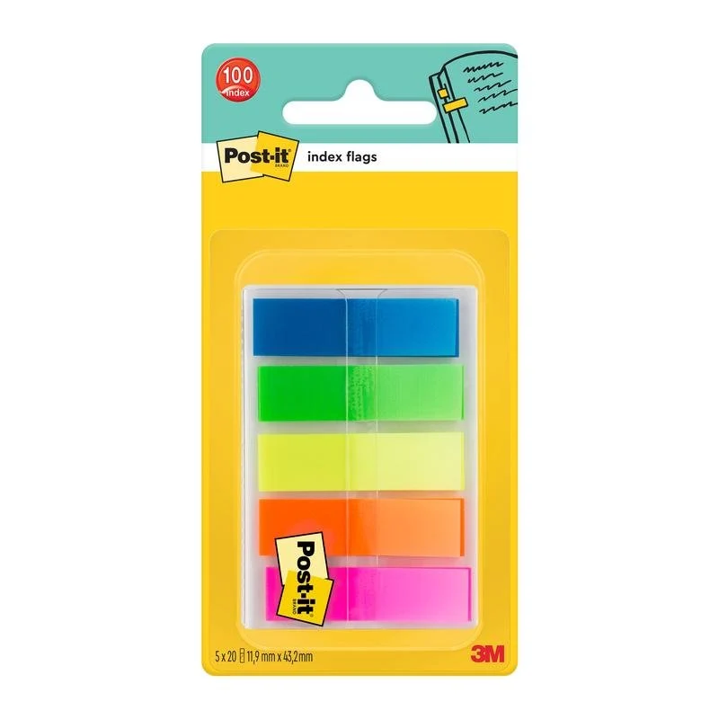 Post-it® Index Haftstreifen, Kapesní, 11,9 mm x 43,2 mm, 100 Haftstreifen/Spender