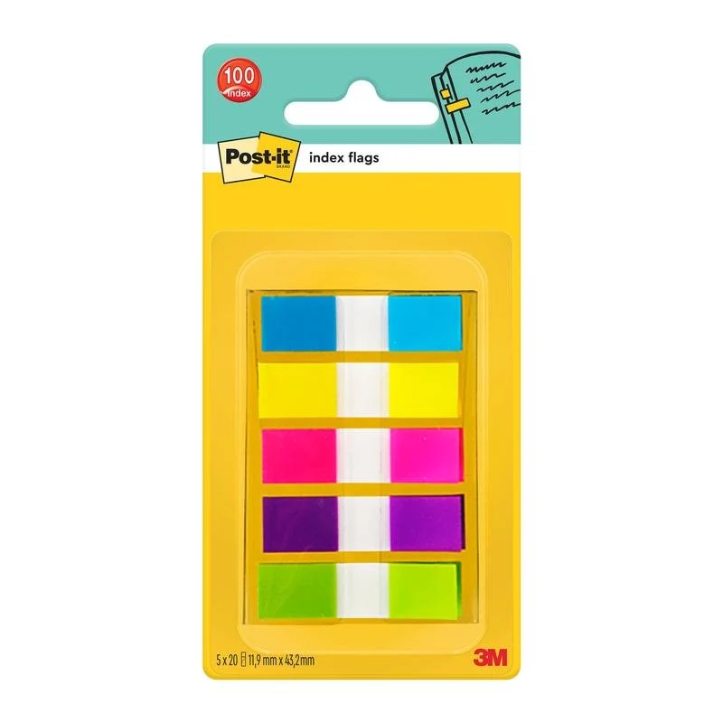 Post-it® Index Haftstreifen, Kapesní, 11,9 mm x 43,2 mm, 100 Haftstreifen/Spender