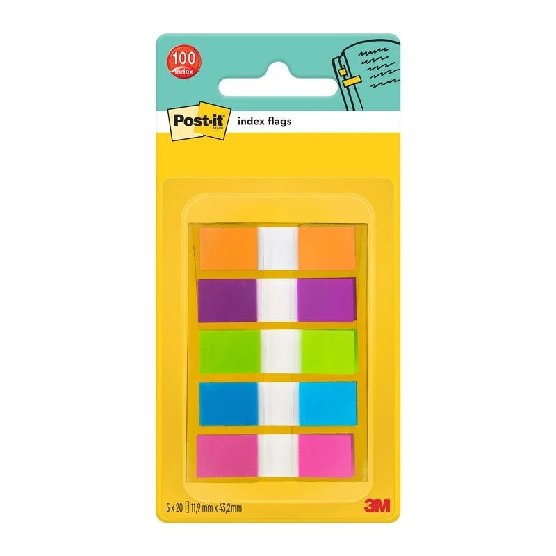 Post-it® Index Haftstreifen, Kapesní, 11,9 mm x 43,2 mm, 100 Haftstreifen/Spender