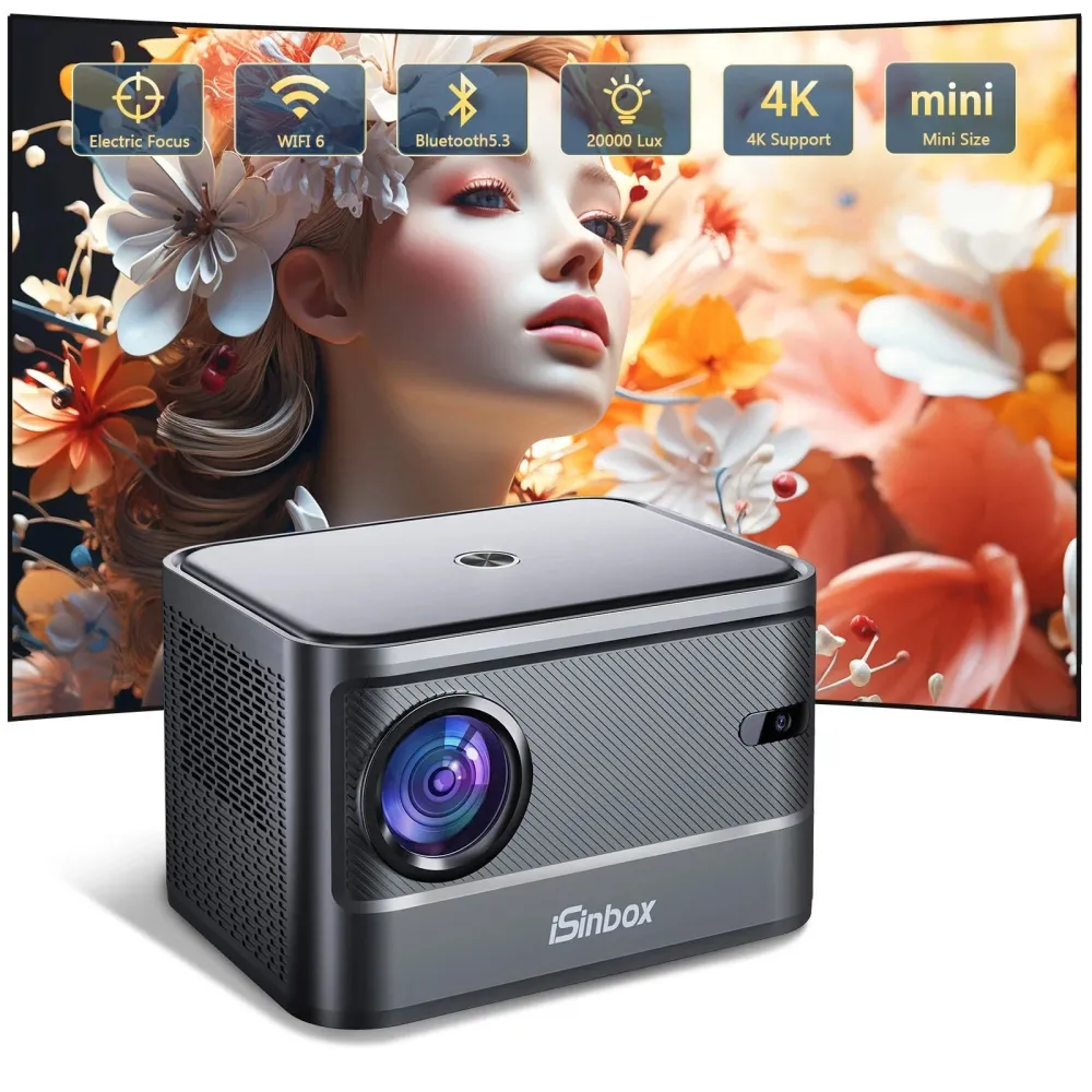 Projektor A40-C – přenosný LCD 4K UHD WiFi Bluetooth s automatickým ostřením iSinbox