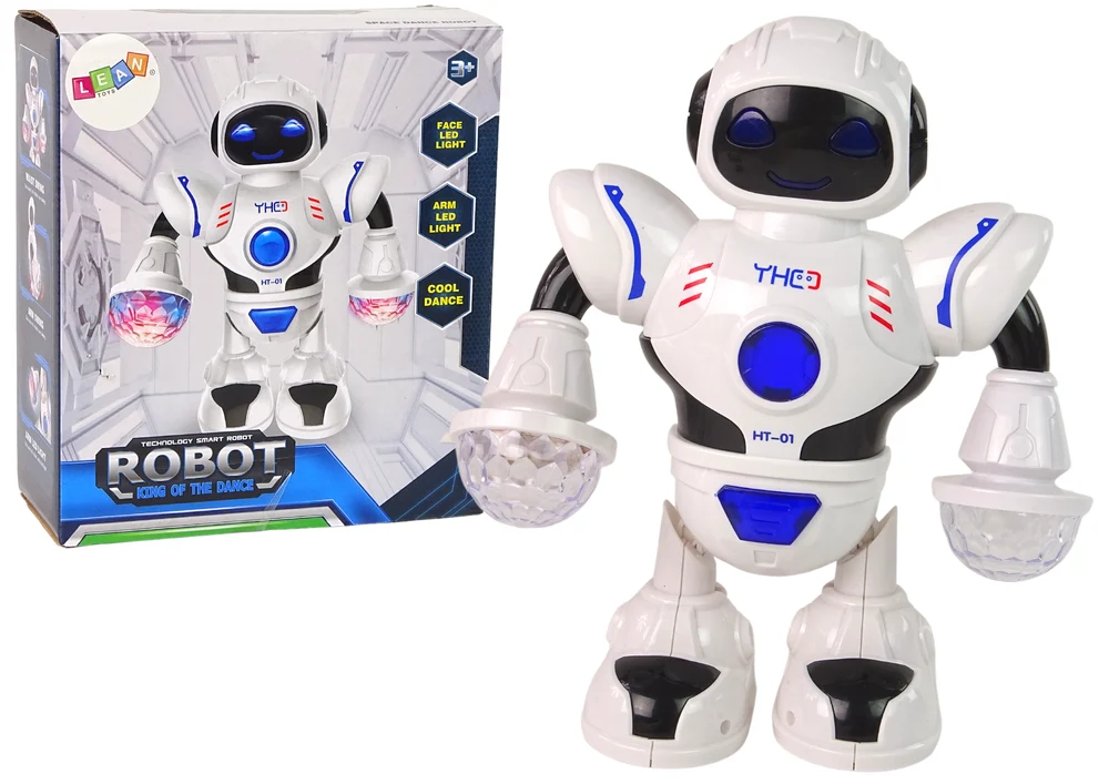 Interaktivní tančící robot s hudbou LED světly