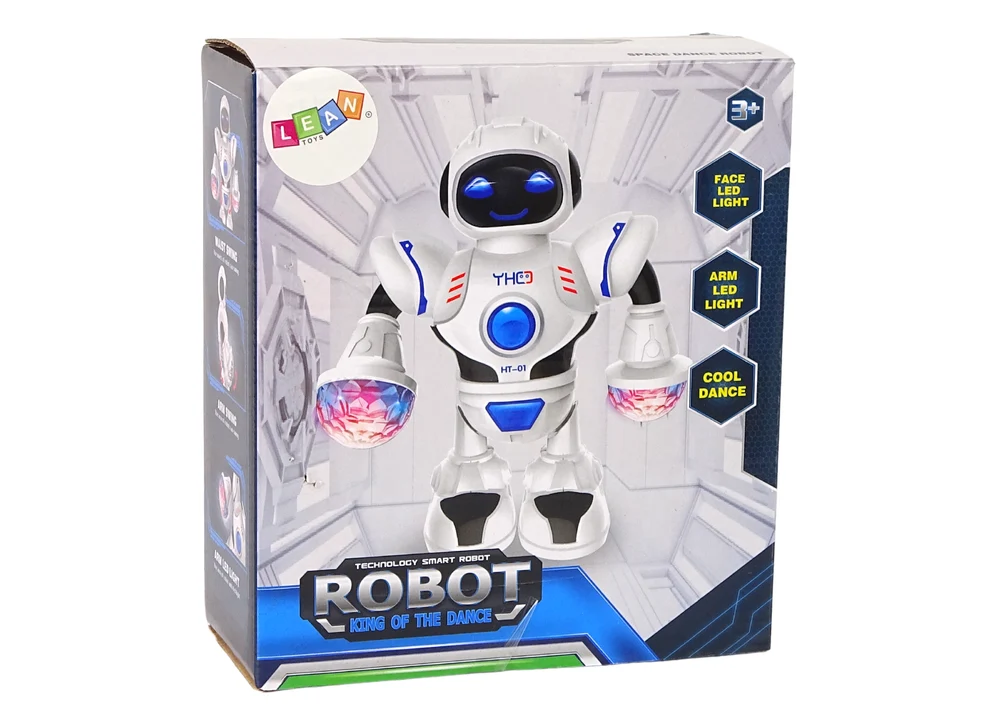 Interaktivní tančící robot s hudbou LED světly