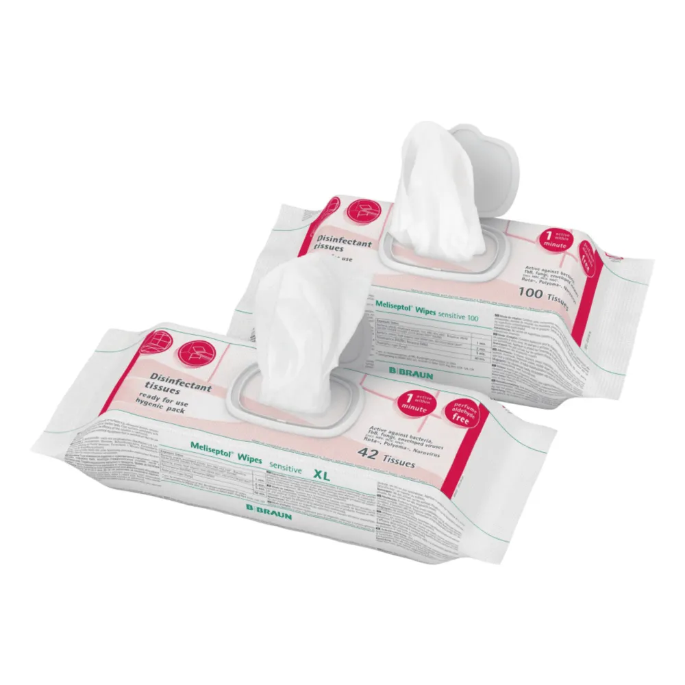 B. Șervețele Braun Meliseptol® Șervețele de dezinfectare sensibilă - 100 de bucăți | Pachet (100 de prosoape)