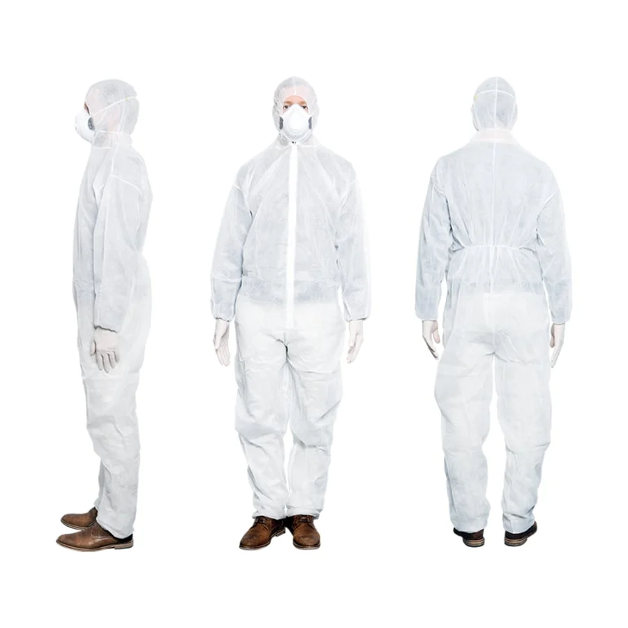MaiMed-Overall, unsteril, weiß aus Vlies mit Reißverschluss, Kapuze Xxl