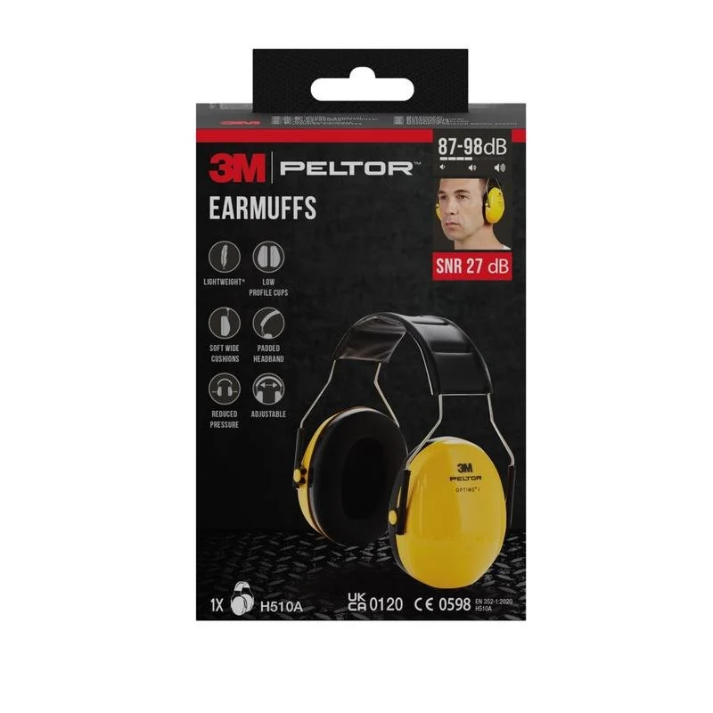 3M ™ PELTOR ™ OPTIME I CAPSULE HÄNDELSKYDD H510A, SNR -värde 27 DB, Yellow | Pack (1 bit)