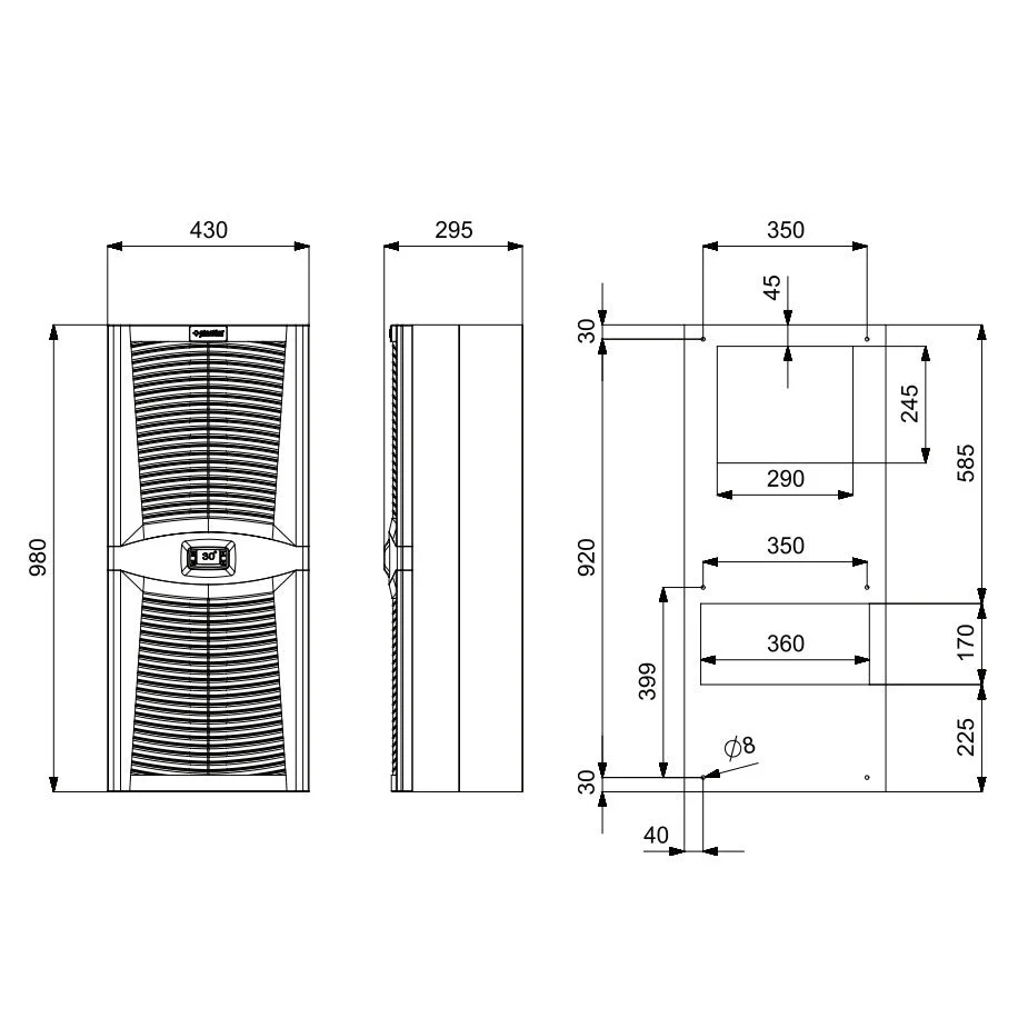Klimatizace pro rozvaděče / Chladič 1600W, PAD1600.01, Plastim