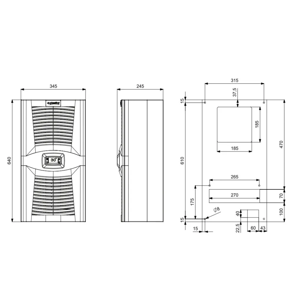 Klimatizace pro rozvaděče / Chladič 550W, PAD0550.01, Plastim