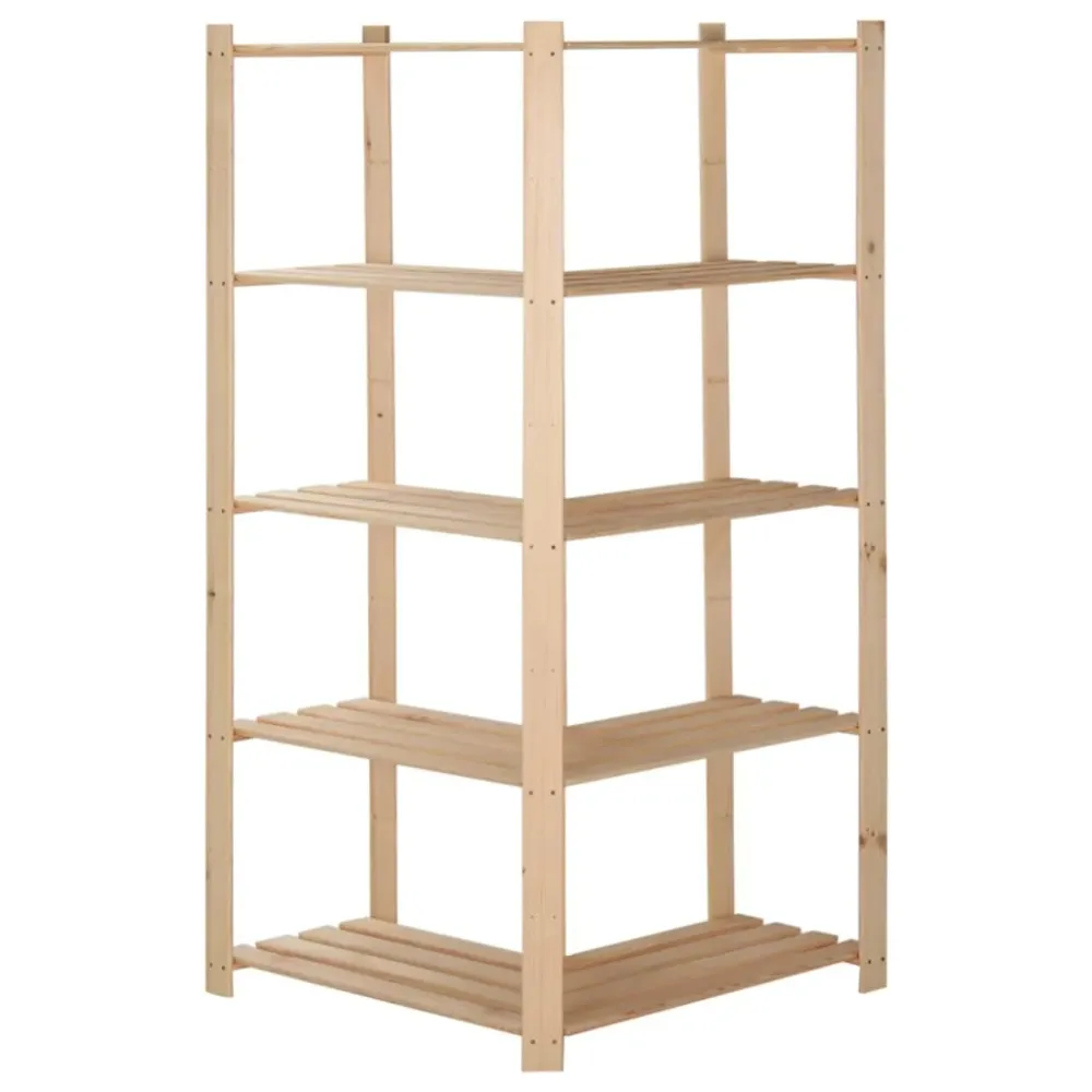 5patrový úložný regál rohový 82,5x82,5x170 cm masivní borovice