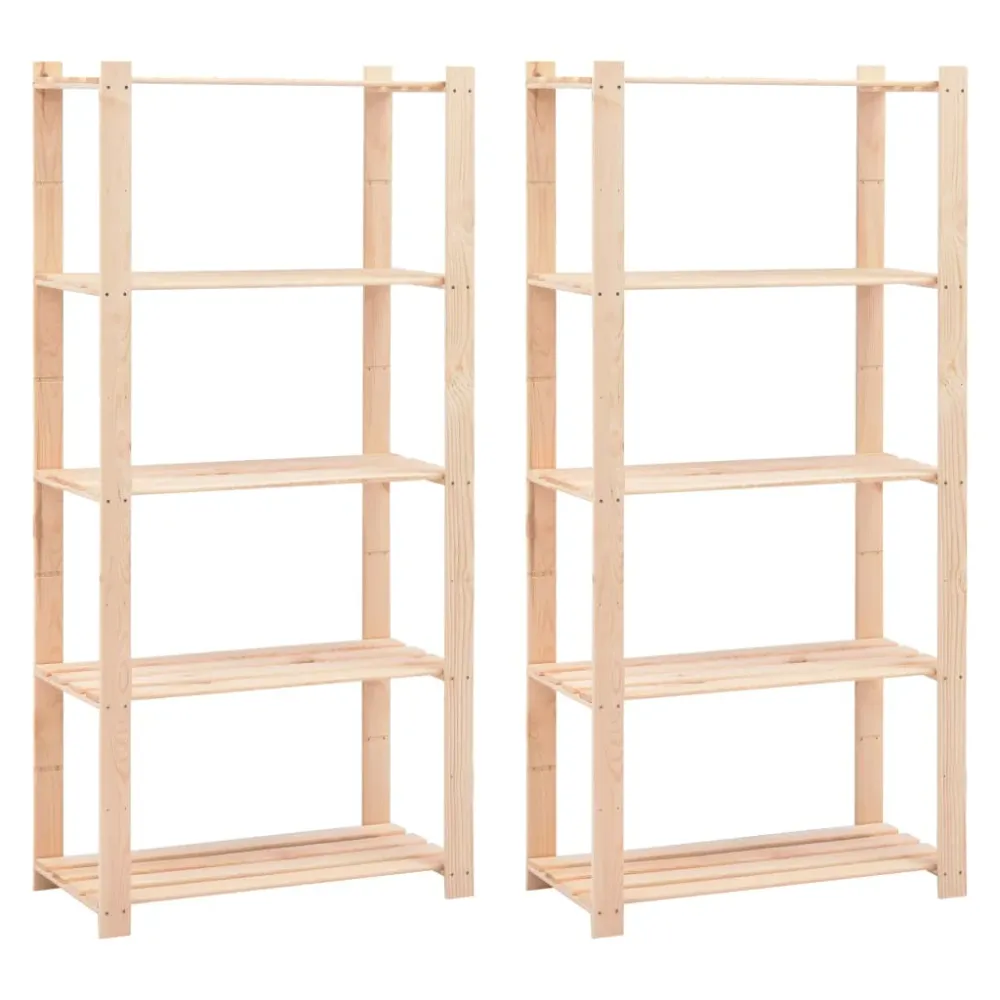 Úložný regál 5 polic 2 ks 80x38x170 cm masivní borovice 250 kg