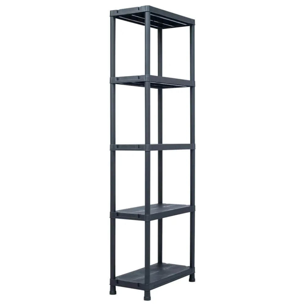 Skladové regály 5 ks černé 125 kg plastové