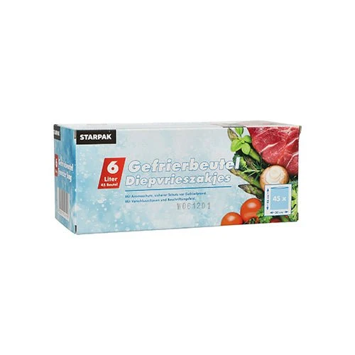 Starpak 45 fryserpose, LLDPE 6 L 46 cm x 30 cm Gennemsigtig i foldekasse | Foldningsboks (45 stykker)