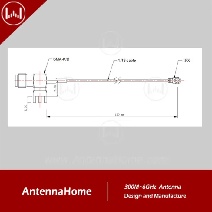 AntennaHome IPX na SMA/B anténní adaptér 120mm